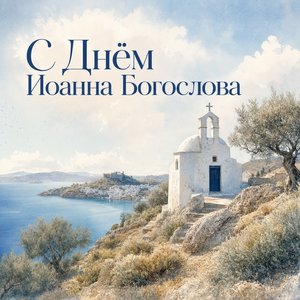 Открытка на День апостола Иоанна Богослова с островом Патмос Открытка на День апостола Иоанна Богослова с островом Патмос